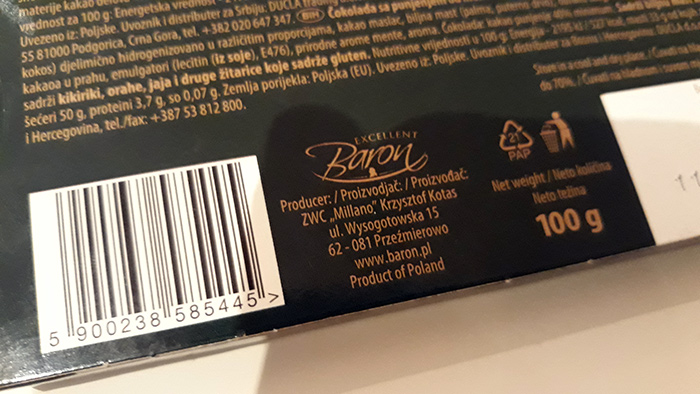Poljska cokolada Baron